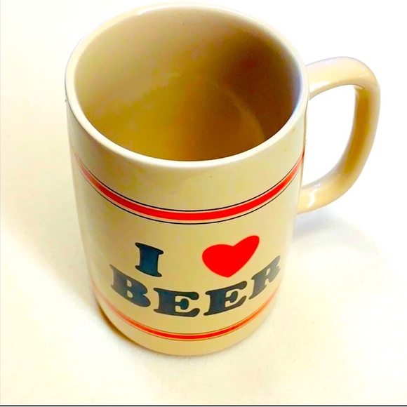 Russ Berrie Other - Mug | Tan Retro I LOVE BEER Mug | Ceramic 80’s Cup | Vintage Decor